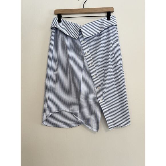 ZARA WOMAN SUMMER ASYMMETRICAL BLUE WHITE STRIPED 3067/406 2024 MIDI SKIRT Sz M - Picture 8 of 12